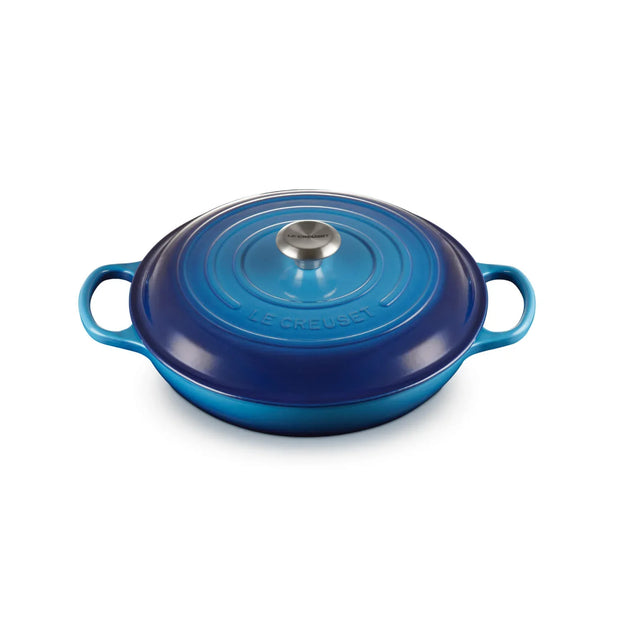 Le Creuset Signature Cast Iron 30cm Shallow Casserole Dish - Azure Blue