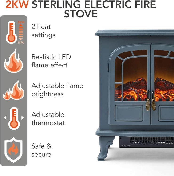 Warmlite Wl46019g Wingham electric Fireplace Heater 2 Door Grey