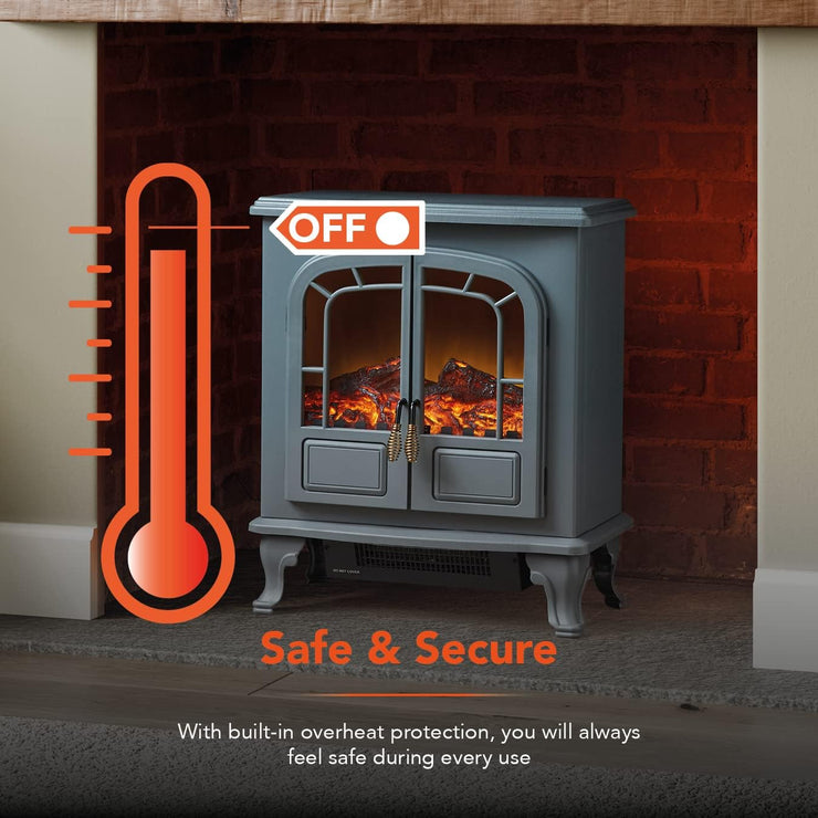 Warmlite Wl46019g Wingham electric Fireplace Heater 2 Door Grey