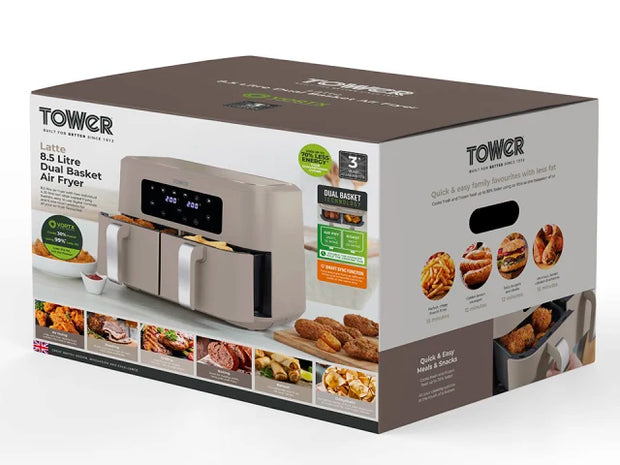 Tower Vortx Dual Air Fryer 8.5L Latte T17137MSH