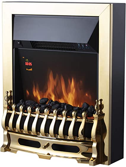 WARMLITE  WHITBY BRASS INSET AND FREE STANDING ELECRIC FIRE 2KW