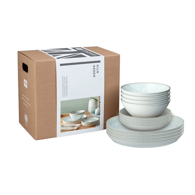 Denby Kiln Green 12 Piece Tableware Set