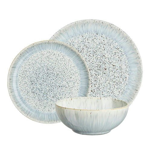 Denby Halo Speckle Coupe 12 Piece Tableware Set Gift Boxed