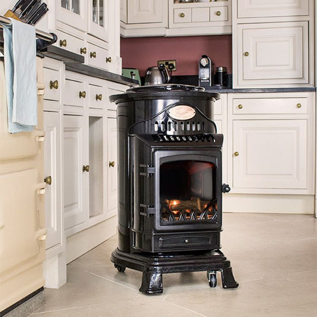 Provence Portable Gas Heater Gloss Black Real Flame Effect Calor Gas - Northern Ireland ONLY Collection or Delivery