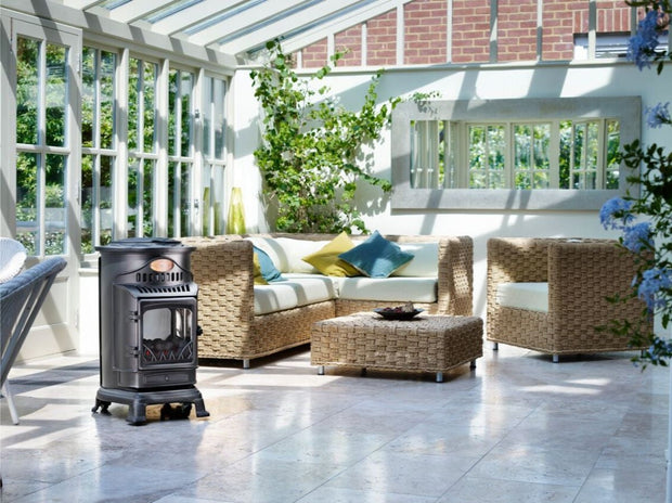 Provence Portable Gas Heater Matt Black Real Flame Effect Calor Gas - Northern Ireland ONLY Collection or Delivery