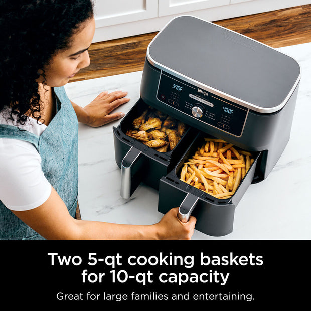 Ninja Foodi 10-qt XL 2-Basket Air Fryer, 6-In-1 Dual Zone and IQ Boost
