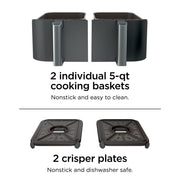 Ninja Foodi 10-qt XL 2-Basket Air Fryer, 6-In-1 Dual Zone and IQ Boost