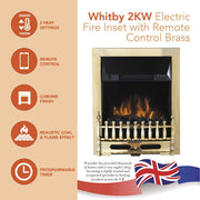 WARMLITE  WHITBY BRASS INSET AND FREE STANDING ELECRIC FIRE 2KW